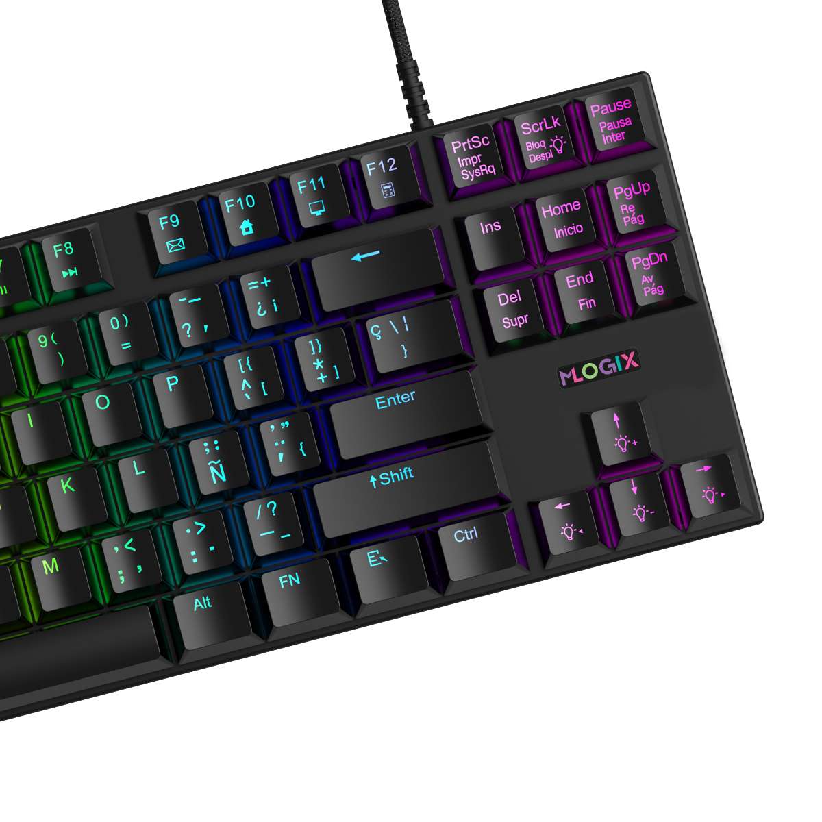 Teclado Movil Logix MK87 Gamer Compacto Ghost Buster RGB